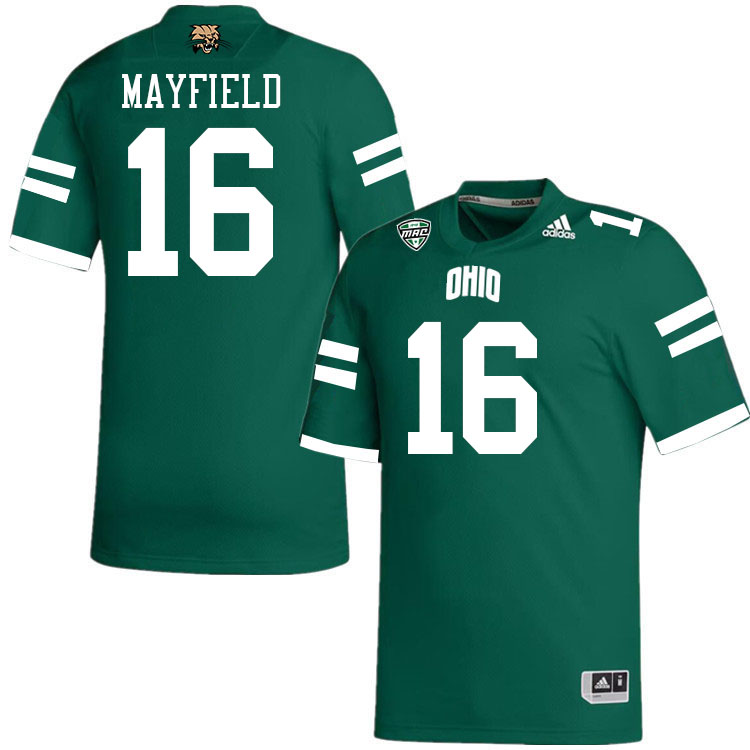 Ohio Bobcats #16 Chris Mayfield College Football Jerseys Stitched-Green